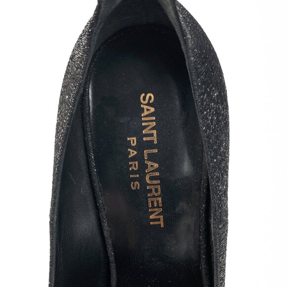 Saint Laurent Thorn Black Sparkle High-Counter Pointed-Toe Pumps - Picture 9 of 10